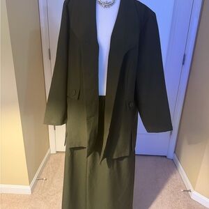 Classic Olive Women's Blazer and Skirt Set